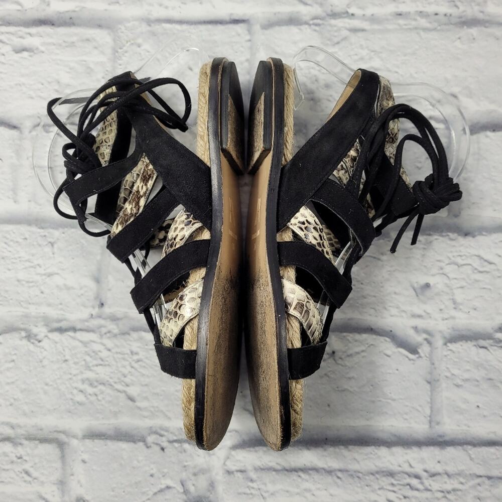 Paul Andrew Black Tempest Suede & Snakeskin Gladiator Espadrilles size 6 - Picture 4 of 11